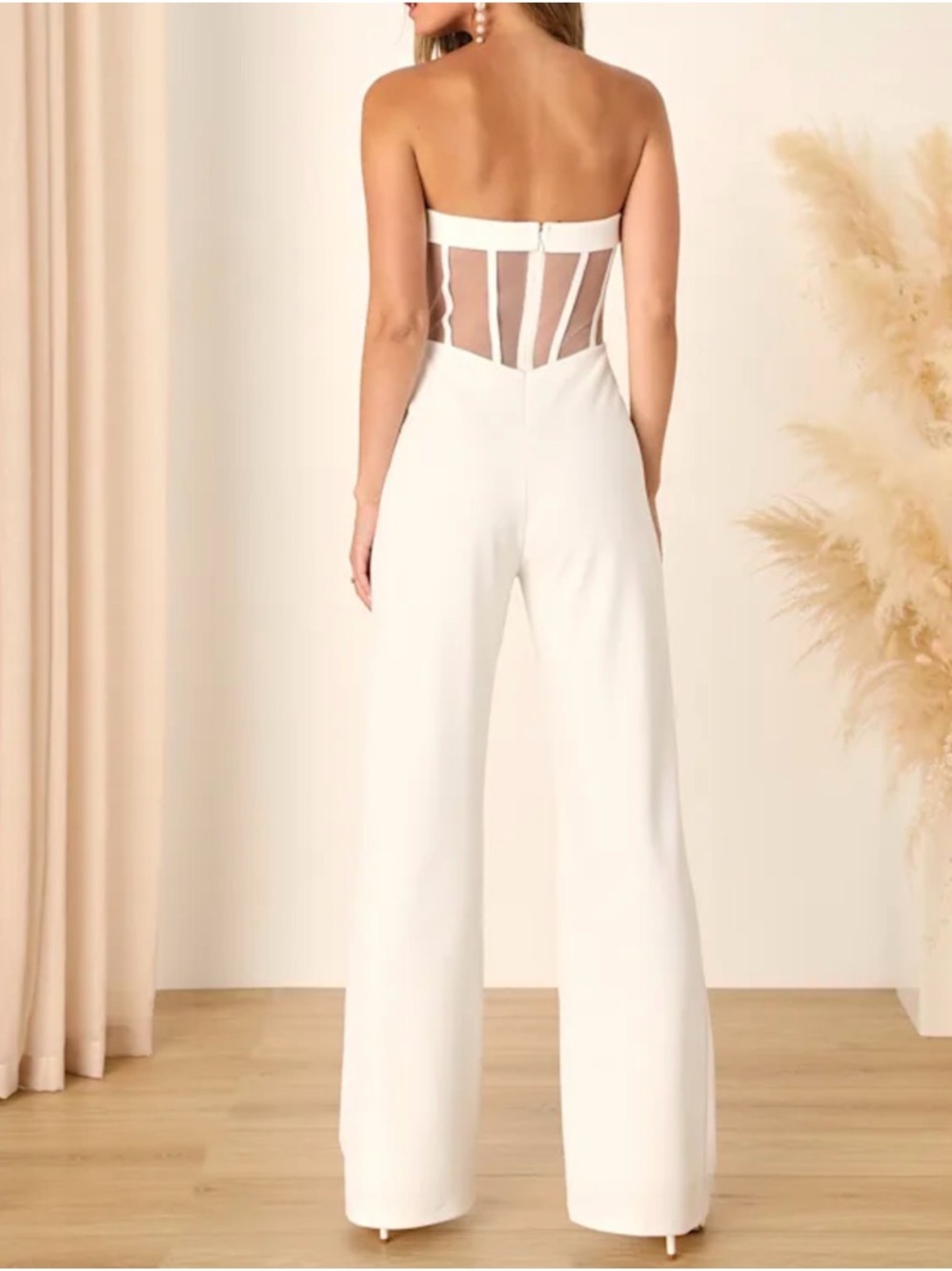 Lulu's White Strapless Sweetheart Wide-Leg Jumpsuit - Picture 4 of 12